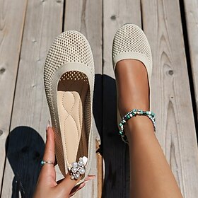 Women's Breathable Mesh Slip-On Flats  Lightweight Casual Summer Shoes with Cushioned Insole for Daily Wear