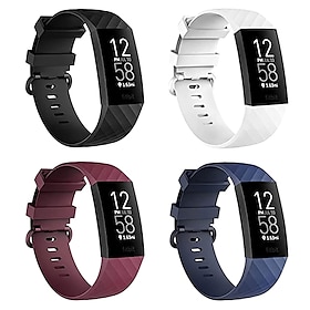 4 pakke Klokkerem til Fitbit Charge 4 / Charge 3 / Charge 3 SE Silikon Erstatning Stropp Metalllås Justerbar Pustende Sportsrem Armbånd