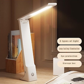 Portable Led Foldable Desk Lamp 3 Colors Touch Dimmable Table Lamp Usb Rechargeable Bedside Reading Light For Study Office Work