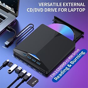 Type C/USB 3.0 External DVD Drive CD Player PC DVD-RW ROM Player CD-RW External CD DVD Drive For Macbook Laptop Desktop USB 3.0 External CD/DVD Drive for Lapto