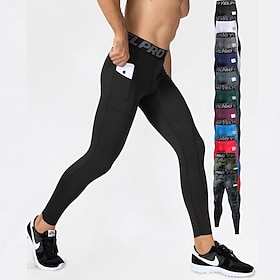 Homme Pantalon De Compression Collant Legging Running Course Avec Poche Téléphone Sous Vêtement Athlétique Hiver Spandex Respirable Anti-tr