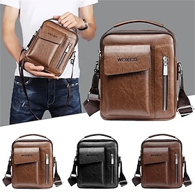 Mens PU Leather Briefcases Business Bag Shoulder Bag Fashion Crossbody Bag Retro Messenger Bags Casual Satchel Travel Bag Valentine's Day Gift