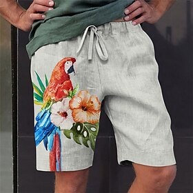 Men's Shorts Summer Shorts Beach Shorts Drawstring Elastic Waist 3D Print Graphic Flower / Floral Breathable Soft Short Casual Daily Holiday Streetwear Hawaiia