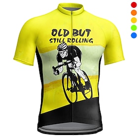 Herren Radtrikot Grafik Buchstaben Zahlen Lustig Kurzarm Fahhrad Trikot Oberteil mit 3 Gesäßtaschen Mountainbike MTB Straßenradsport Schnelltrocknend Reflekti