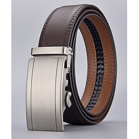 Men's Leather Belt Ratchet Belt Casual Belt Cowhide Stylish Casual Gentleman Plain Brown Coffee Daily Wear Going out Weekend