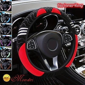 Plüsch-Anti-Rutsch-Auto-Lenkradbezug – universeller 15-Zoll-Schutz für komfortables Fahren – kleines Monster-Design-Accessoire