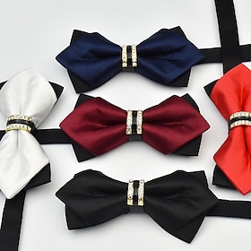 Homme Noeud Papillon Cravates Ajustable Strass Nœud Uni Mariage Fête d'Anniversaire