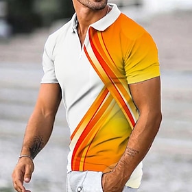 E-shop Herren Poloshirt Revers-Polo Zip Polo Golfhemd Farbverlauf Grafik-Drucke Geometrie Umlegekragen Orange Grau Outdoor Strasse Kurze Ärmel Bed