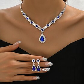 Jewelry Set One-piece Suit Rhinestone Earrings Necklace Women's Fashion Elegant Cool Lovely Classic Pear irregular Jewelry Set For Wedding Party dress to impre