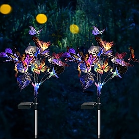 solenergi LED fargerik sommerfugl plen lys utendørs vanntett hage lys tre lys plug-in jule bryllup ferie villa hage dekorasjon
