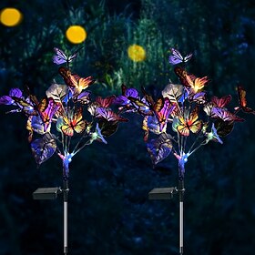 Solar LED Colorful Butterfly Lawn Light Outdoor Waterproof Garden Lights Tree Light Plug-In Christmas Wedding Holiday Villa Garden Decoration