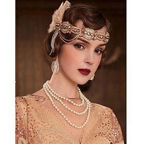 Vintage 1920er Der große Gatsby Flapper-Stirnband Der große Gatsby Hochzeitsgast Kostüm Damen Halloween Karneval Maskerade Halloween Hochzeitsempfang Junggesel