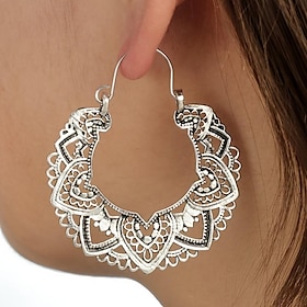 Women's Hoop Earrings Hollow Out Vintage Style Flower Earrings Jewelry For Party Holiday Prom / Fall Wedding