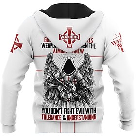 Men's Full Zip Hoodie Jacket White Hooded Letter Graphic Prints Zipper Print Sports Outdoor Daily Sports 3D Print Streetwear Designer Casual Spring The Grim R