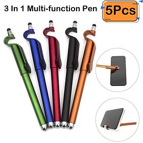5pcs 3 In 1 Multi-function Mobile Phone Holder Stand Capacitive Screen Stylus Touch Pen for IPad IPhone  Samsung Tablet