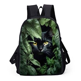 Men's Women's Backpack 3D Print Commuter Backpack School Daily Cat Oxford Large Capacity Breathable Lightweight Zipper Print Yellow Blue Green