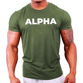 Men's Alpha Graphic T-Shirt for Gym Workout - Athletic Short Sleeve