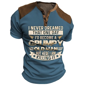 Men's Henley Shirt Graphic Letter Henley Clothing Apparel 3D Print Outdoor Daily Short Sleeve Button-Down Print Fashion Designer Comfortable