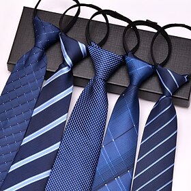 Homme Cravates Zip cravate Ajustable Nœud À pois Uni Rayé Mariage Fête d'Anniversaire