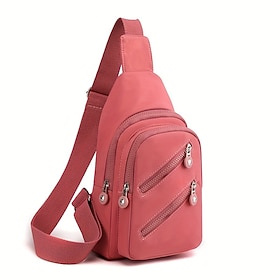 Women's Fashionable Sling Bag with Multiple Zippers and Adjustable Strap - Trendy, Lightweight Crossbody Bag for Casual  Travel Use
