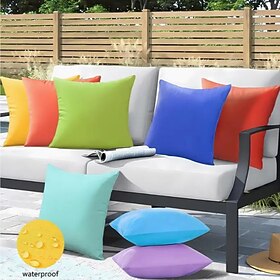 2pcs Waterproof Outdoor Patio Pillow Cover Solid Colored Indoor Livingroom Bedroom Sofa Couch