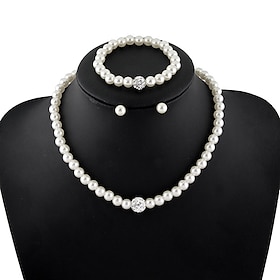 Bridal Jewelry Sets 1 set Imitation Pearl 1 Necklace 1 Bracelet Earrings Women's Fashion Personalized Simple Beads Precious Geometric Jewelry Set For Wedding A