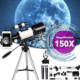 F30070M 70mm Aperture 300mm Astronomical Refractor Astronomical Telescope Tripod Finder Scope- Portable Travel Telescope With Tripod