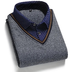 Men's Pullover Sweater Jumper Mens Dress Sweaters Ribbed Knit Regular Knitted Mock Collar Modern Contemporary Daily Wear Going out Clothing Apparel Winter Blue