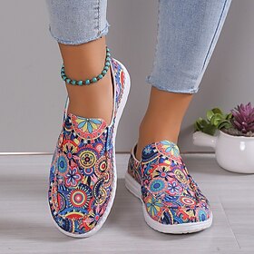 Women's Sneakers Slip-Ons Canvas Shoes Plus Size Canvas Shoes Comfort Shoes Outdoor Halloween Walking Summer Flat Heel Round Toe Casual Comfort Walking Canvas