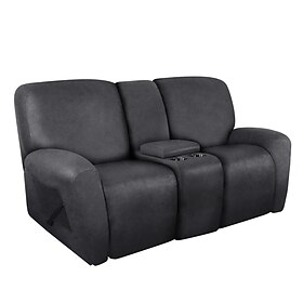 Recliner Cover 2 Seater Couch Slipcover Loveseat Reclining Cover Sofa Towel Mat with Middle Console, Anti-cat Scratch Furniture Protector for Kids, Pets, Dogs