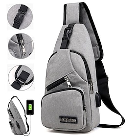 Men's Crossbody Sling Bag with USB Charging Port - Ideal for Travel, Hiking, and Daily Commutes