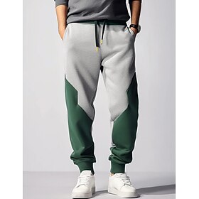Men's Sweatpants Joggers Trousers Pocket Color Block Comfort Breathable Outdoor Daily Going out 100% Cotton Fashion Casual Green