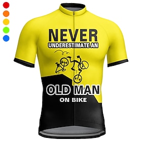 Men's Cycling Jersey Graphic Letter  Number Never Underestimate An Old Man Short Sleeve Bike Jersey Top with 3 Rear Pockets Mountain Bike MTB Road Bike Cycling
