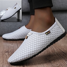 Men's Lightweight Mesh Slip-On Shoes  Breathable Casual Loafers with Non-Slip Sole for Walking, Driving, and Summer Travel