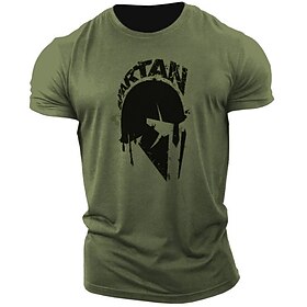 Herren Buchstabe Grafikdrucke T Shirt Grafischen T-Shirt 100% Baumwolle Kurzarm Grafik Hemd Grün Bequemes T-Shirt Täglich Outdoor Modedesigner-Kleidung