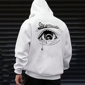 Tears Of Joy Mens Graphic Hoodie Teardrop Stay Optimistic Pullover Sweatshirt White Hooded Prints Eye Daily Sports 3D Streetwear Designer B