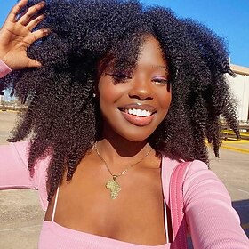 Wig Human Hair For Women Afro Kinky Curly Wigs For Women 100% Human Hair Wigs With Bang Glueless None Lace Afro Hair Wigs