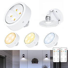 Hockey Puck Light 3 Colors Variable Led Battery E26 Adjustable Light With Screw Base Table Lamp Kitchen Wireless Night Light
