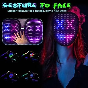Halloween LED Mask Gesture Light Mask Change Face Induction Party Performance Atmosphere Props