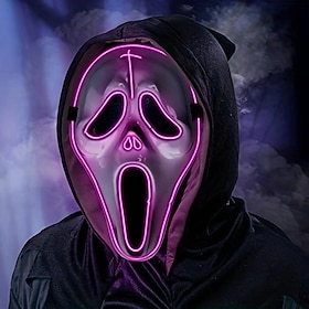 Masque LED lumineux de visage de fantôme hurlant d'Halloween masque horror lumineux en PVC accessoire de costume de cosplay spooky pour carnaval fête d'Hallowe