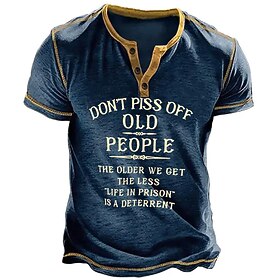 Men's Henley Shirt Graphic Letter Henley Clothing Apparel 3D Print Outdoor Daily Short Sleeve Button-Down Print Fashion Designer Comfortable