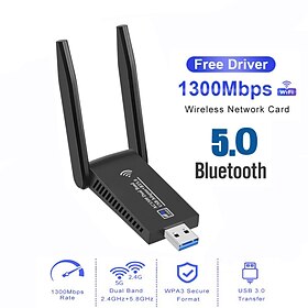 1300Mbps USB 3.0 WiFi Bluetooth 5.0 Adapter 2in1 Dongle Dual Band 2.4G5GHz WiFi 5 Network Wireless Wlan Receiver