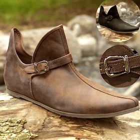 Vintage Medieval Renaissance Shoes Flat Jazz Boots Turn Shoes Ren Faire Pirate Viking Ranger Solid Colored Men's Women's Unisex Celtic Pirate Fantasy Halloween
