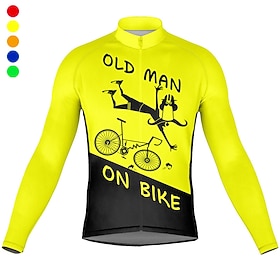 Men's Cycling Jersey Graphic Letter Number Long Sleeve Bike Jersey Top with 3 Rear Pockets Mountain Bike MTB Road Bike Cycling Quick Dry Reflective Strips Bac