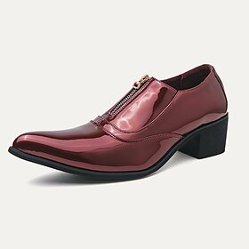 Men's Oxfords Formal Shoes Dress Shoes British Style Plaid Shoes British Christmas Party  Evening Xmas Patent Leather Height Increasing Lace-up Silver Black Re
