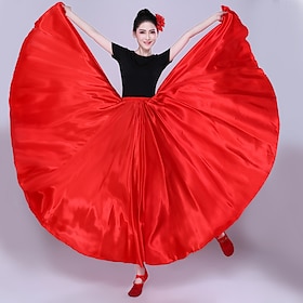Belly Dance Latin Dance Ballroom Dance Skirts Pure Color Women's Performance Party High POLY