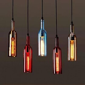 Lampada a Sospensione in Vetro Bottiglia Vintage  Retro Cilindro Luci Appese Lampada a Sospensione in Vetro Lampada a Sospensione per Bar Lampada per Caffè Neg