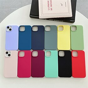 téléphone Coque Pour iPhone 15 Pro Max Plus iPhone 14 13 12 11 Pro Max Mini SE X XR XS Max 8 7 Plus Coque Arriere Étui en silicone liquide Antichoc Couleur uni