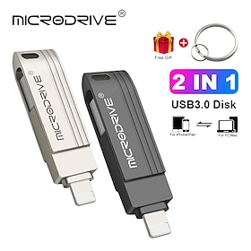 Rotate Usb 3.0 Flash Drive For IPhone With 2 In 1 USB-A To Lightning Interface Usb3.0 Pendrive For Iphone7/8/9/11/12/13 / Ipad