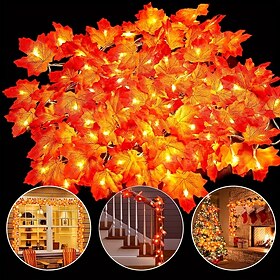 led esdoornblad 3 meter 20 licht batterij doos aangedreven vakantie herfst plant krans hek feest trap leuning decoratief licht